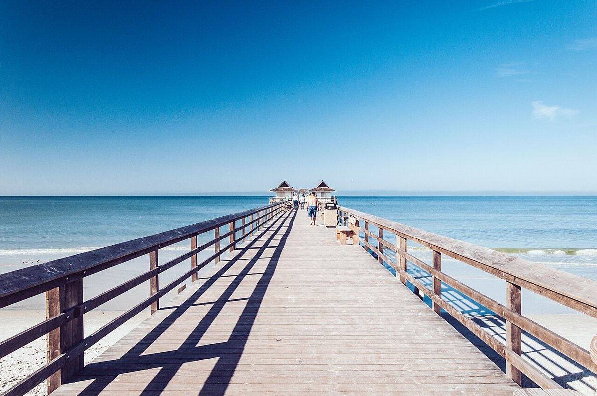 Naples Pier at sunset on the Gulf Coast of Florida