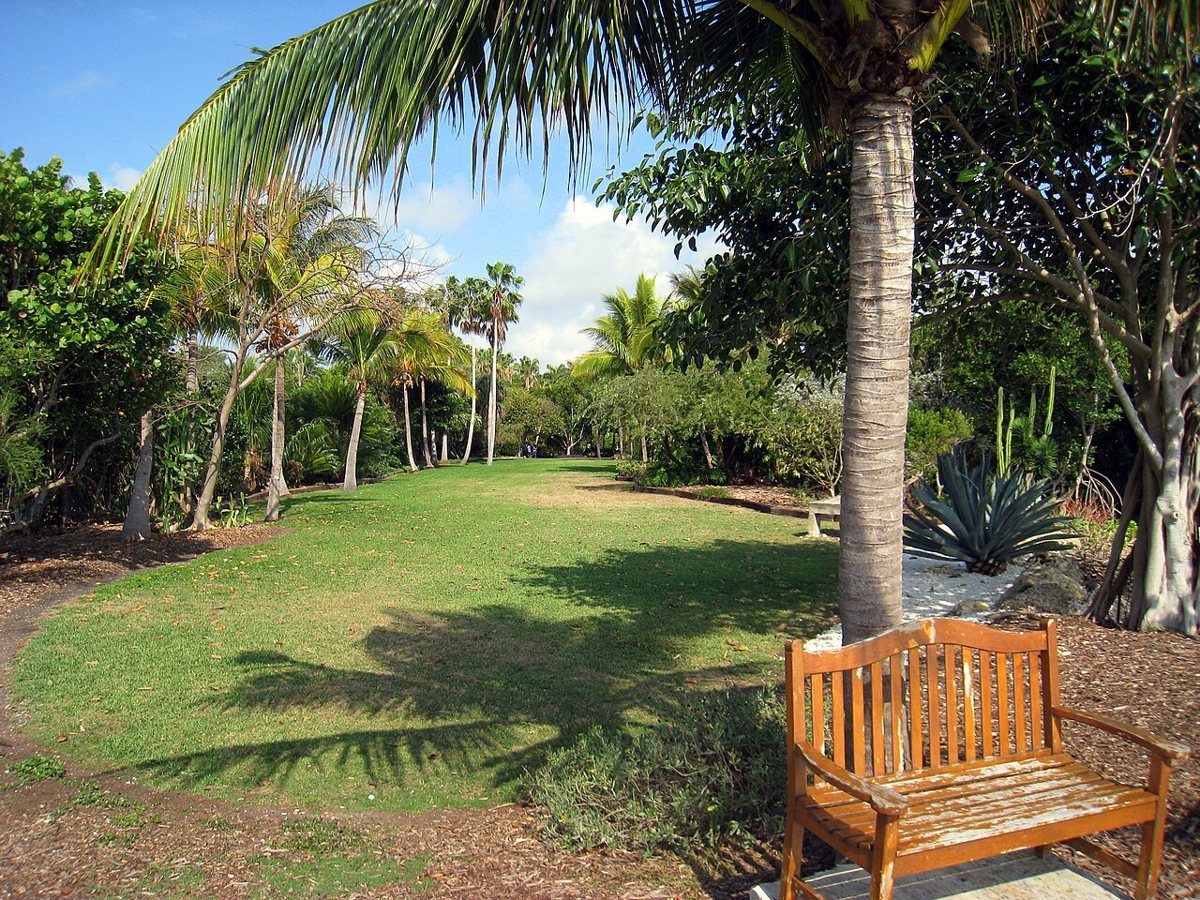 Tropical fruit trees and garden paths at The Kampong in Coconut Grove