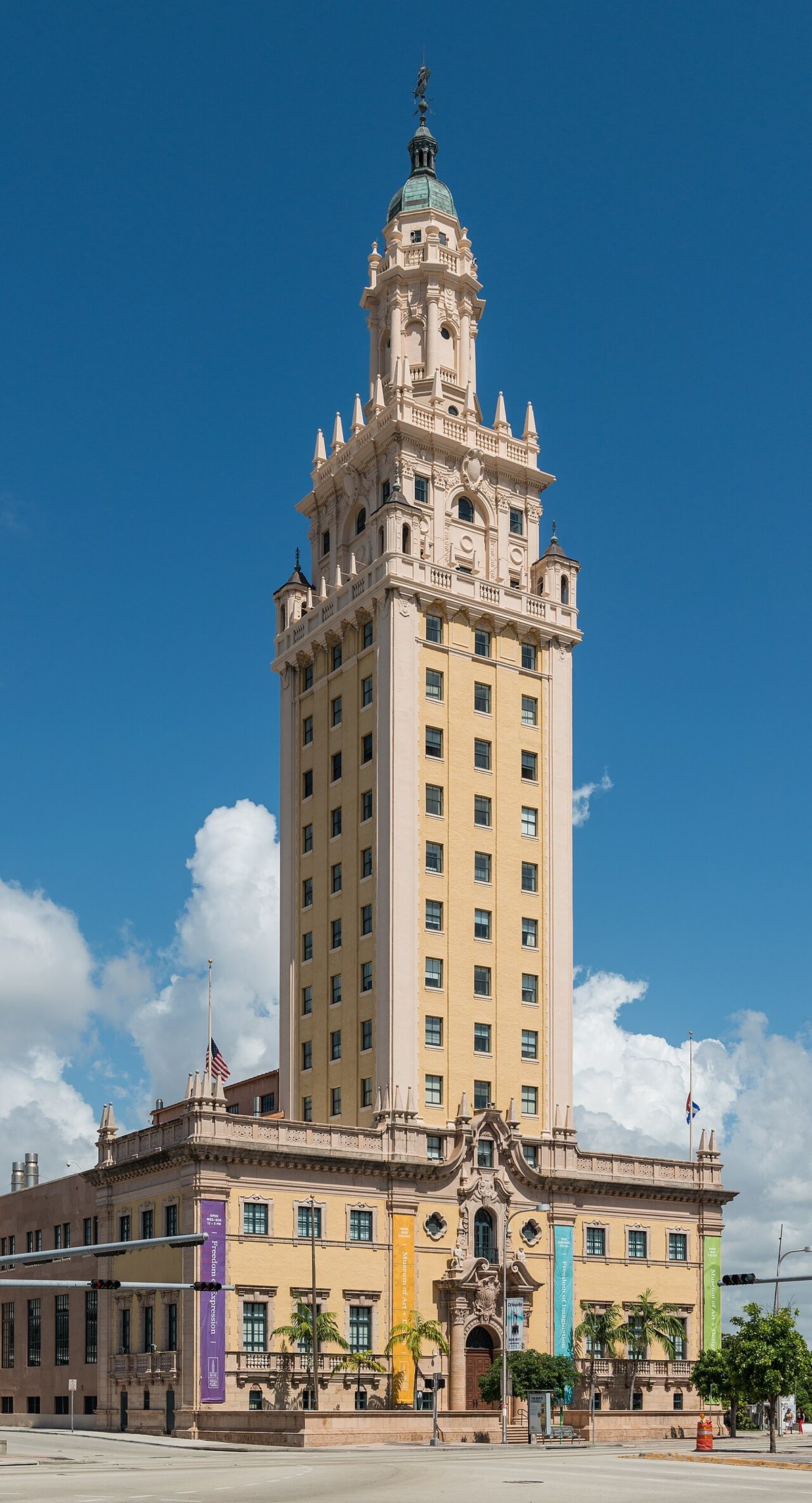 Freedom Tower's Mediterranean Revival facade in downtown Miami