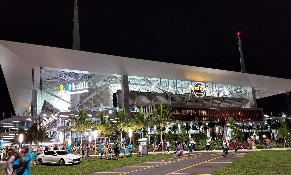 Hard Rock Stadium exterior in Miami Gardens